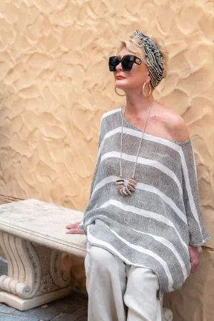 Portia Linen Blend Top in Khaki