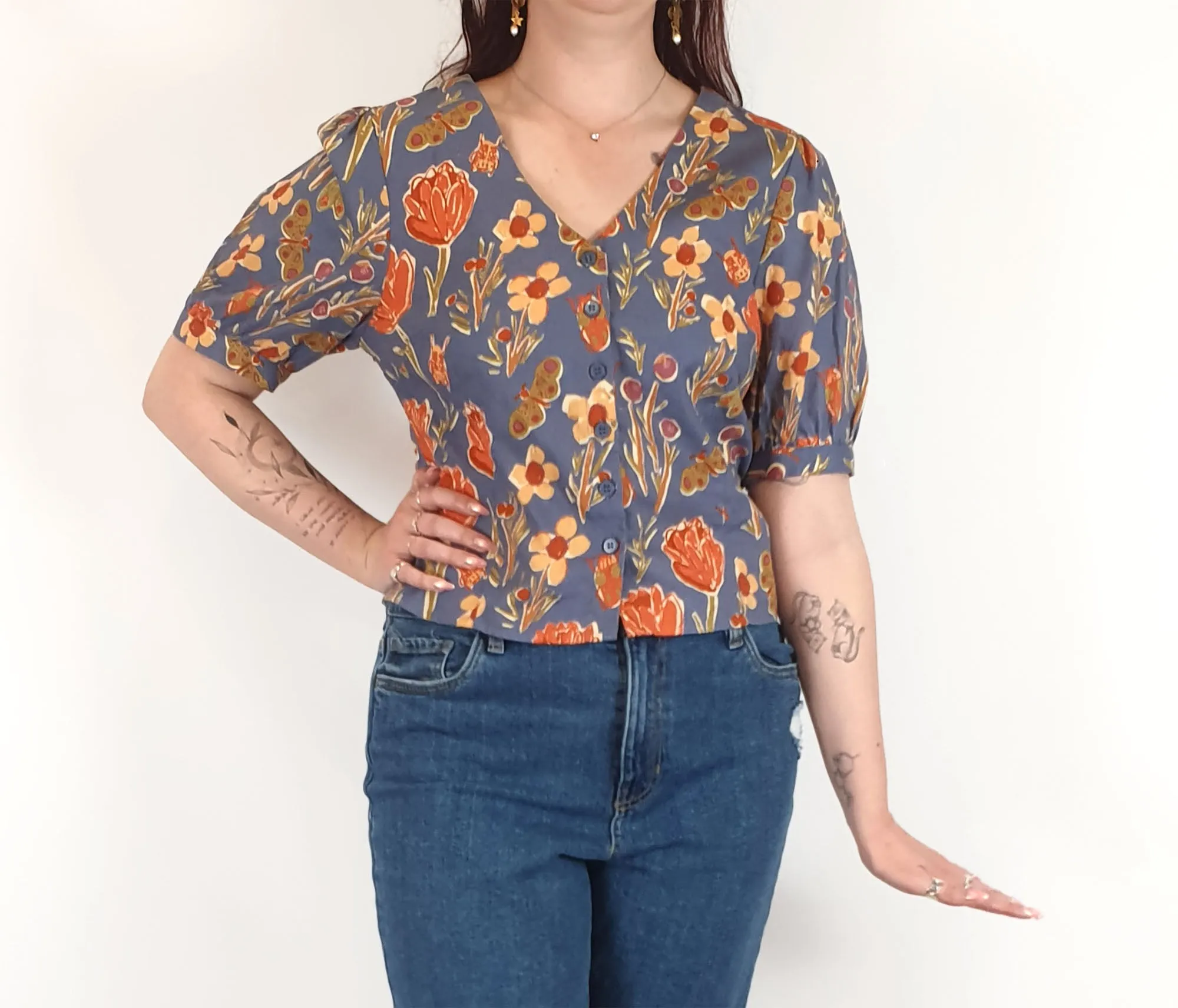 Princess Highway blue floral print top size 12