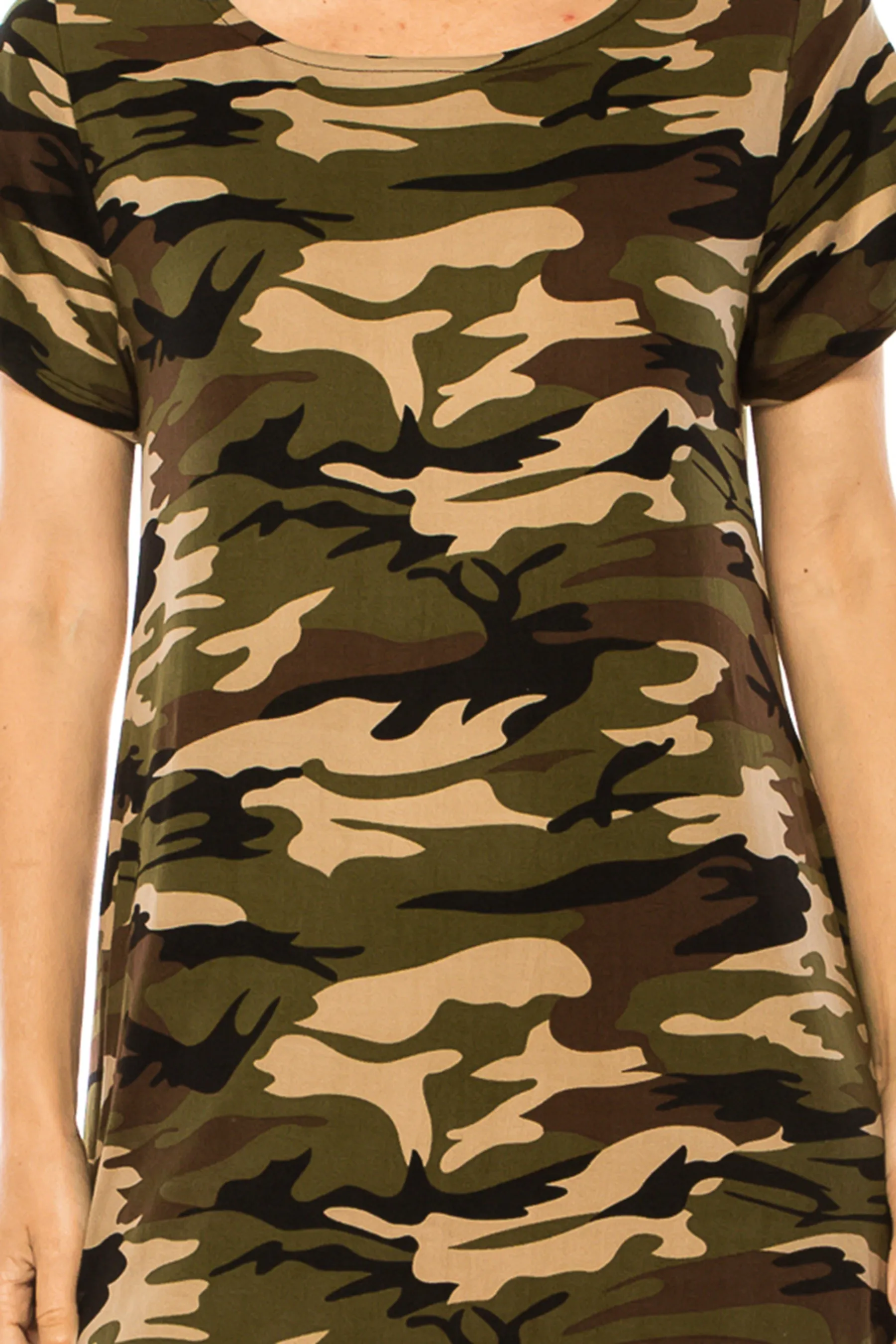 Printed Short Sleeve Dress with Round Neckline and Side Pockets D765 $10Each