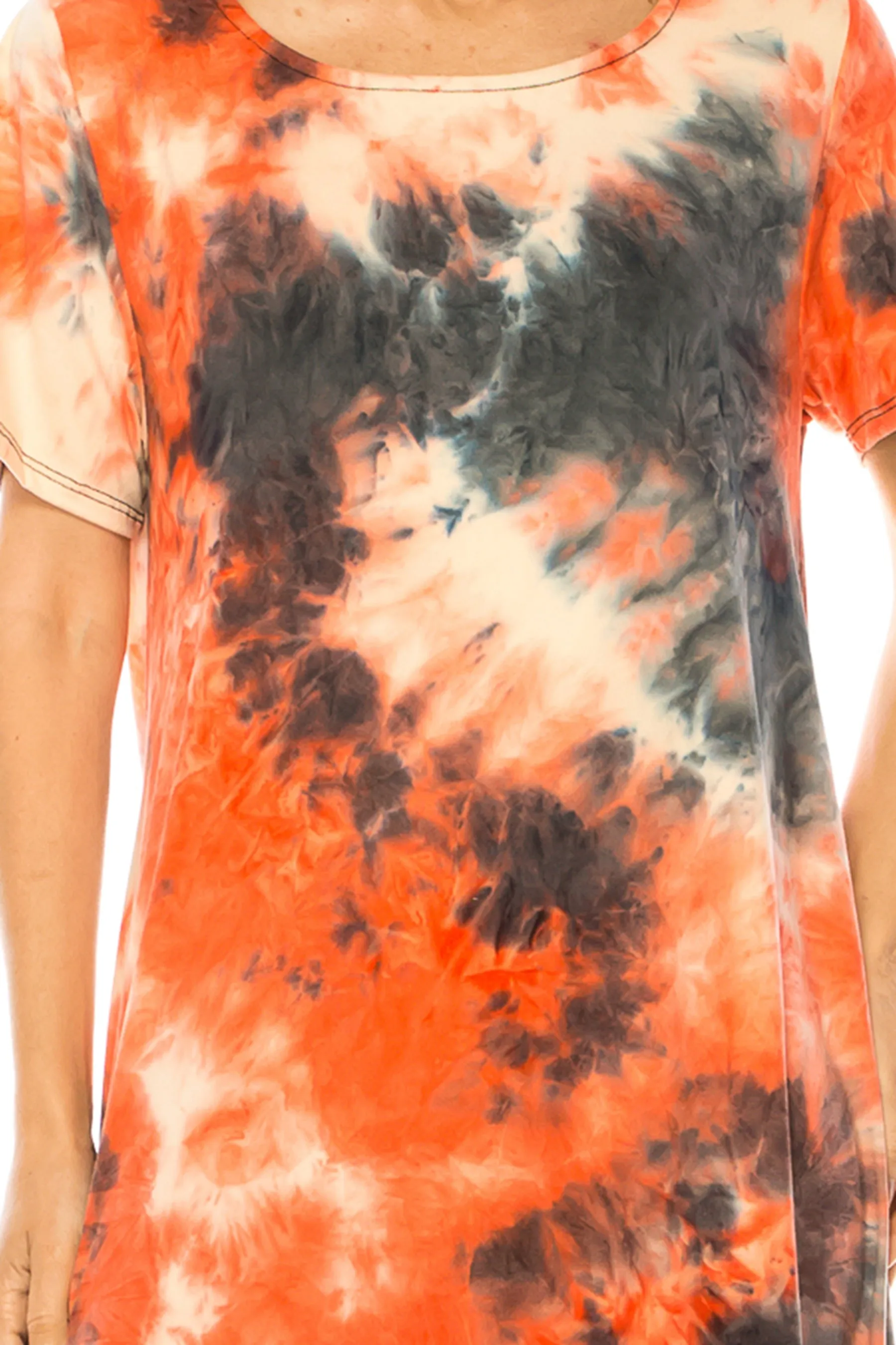 Printed Short Sleeve Dress with Round Neckline and Side Pockets D765 $10Each