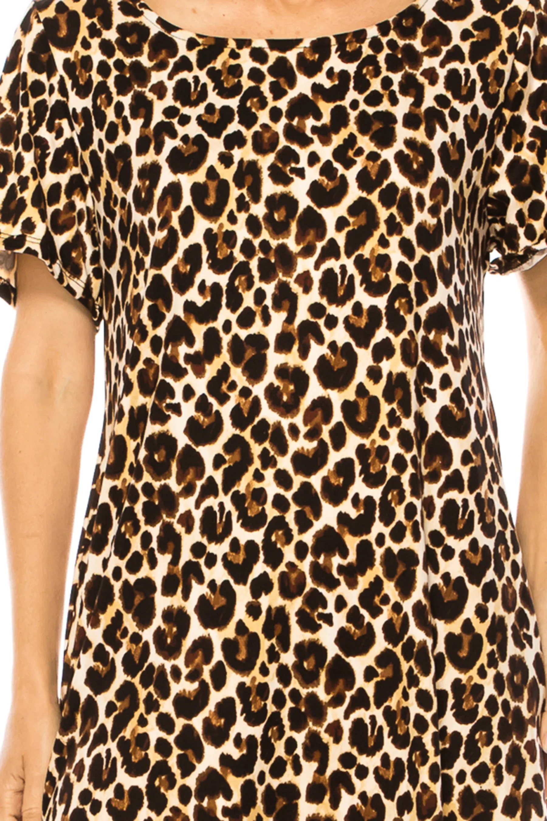 Printed Short Sleeve Dress with Round Neckline and Side Pockets D765 $10Each