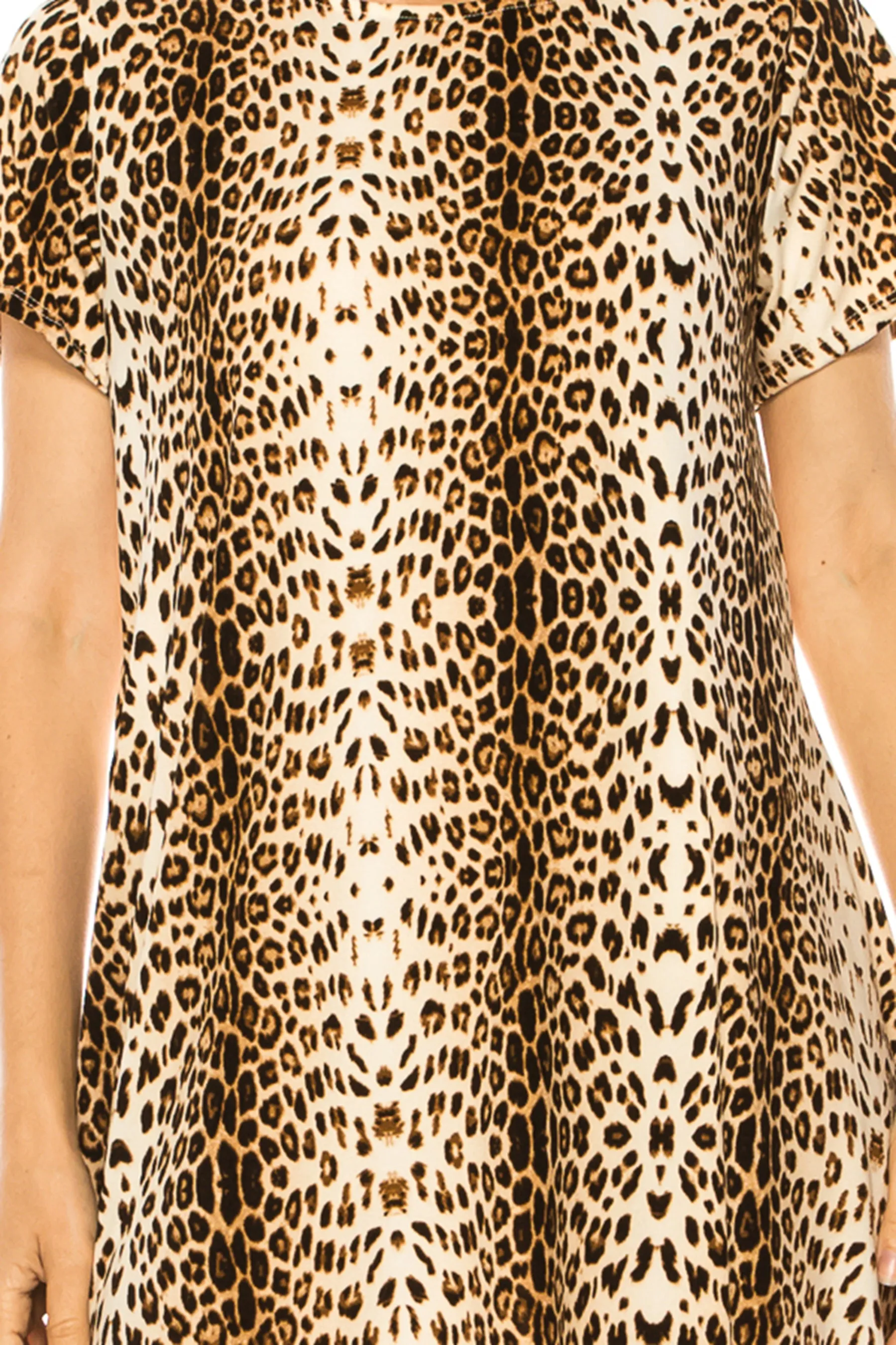 Printed Short Sleeve Dress with Round Neckline and Side Pockets D765 $10Each