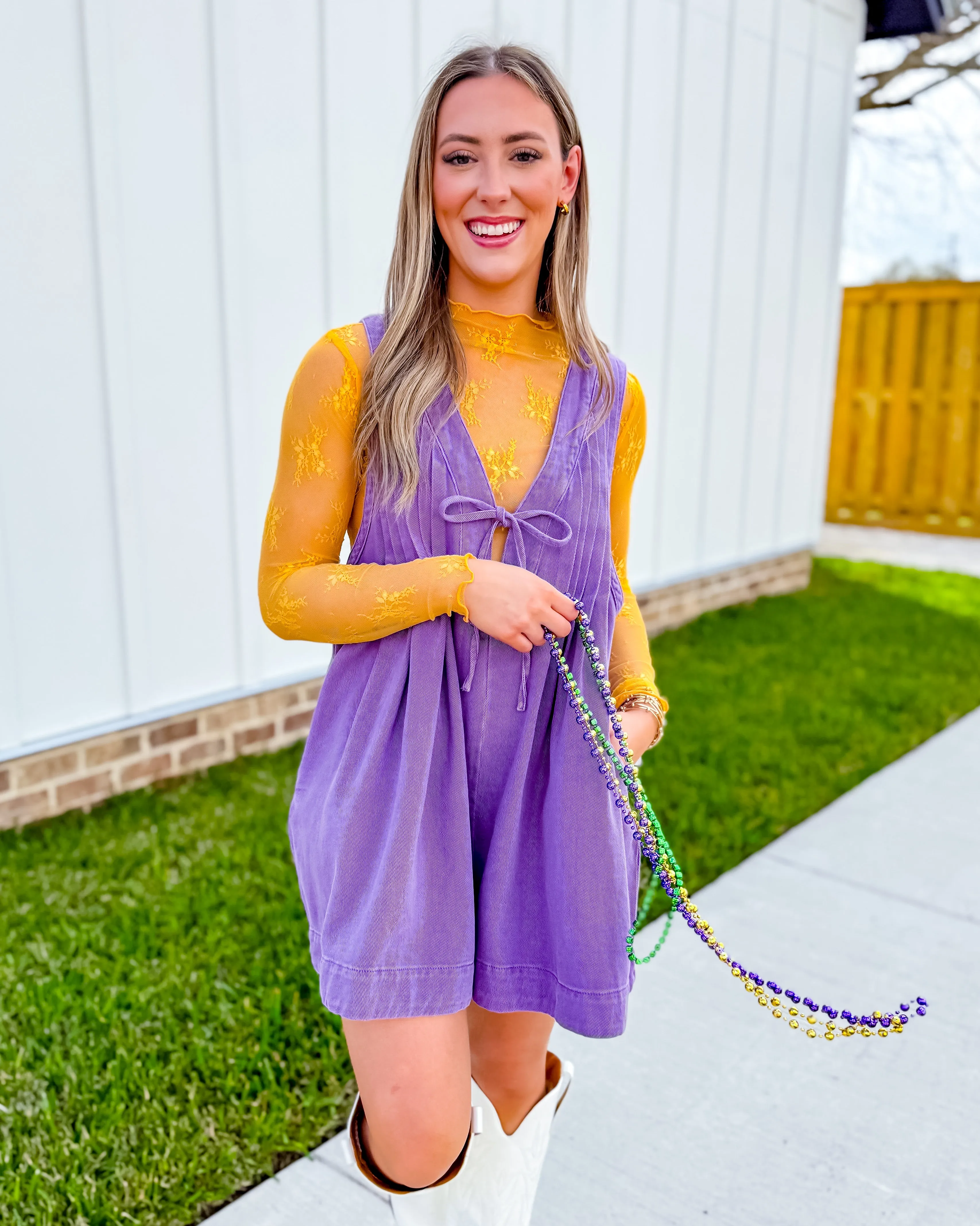 Purple V-neck Sleeveless Denim Romper