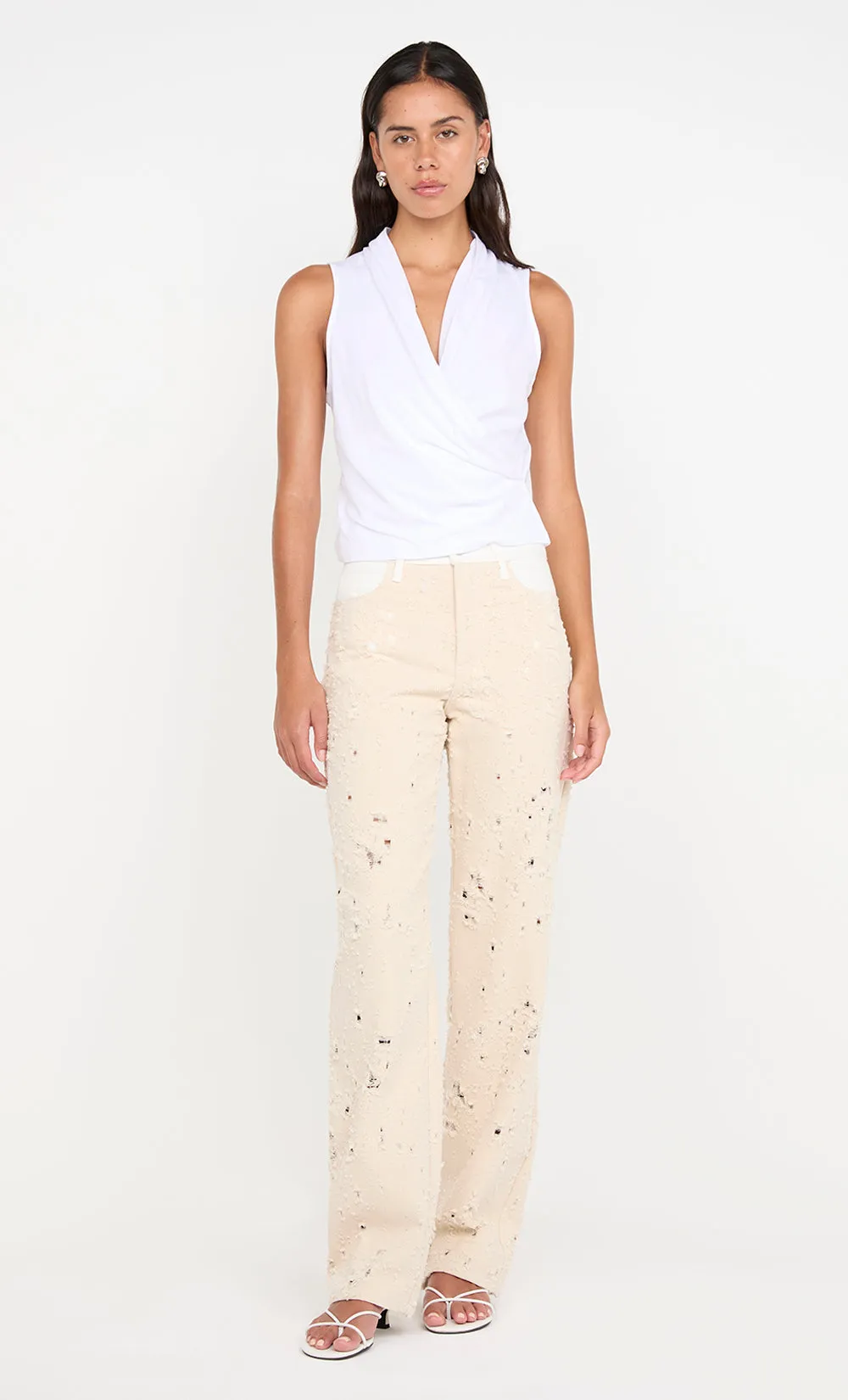 QUINN PANT  - NATURAL/WHITE
