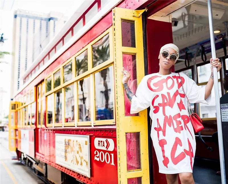 "God Save America" T-Shirt Dress - White Only