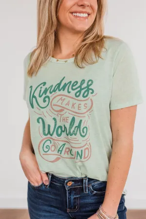 "Kindness Makes The World Go Around" Graphic Tee- Mint