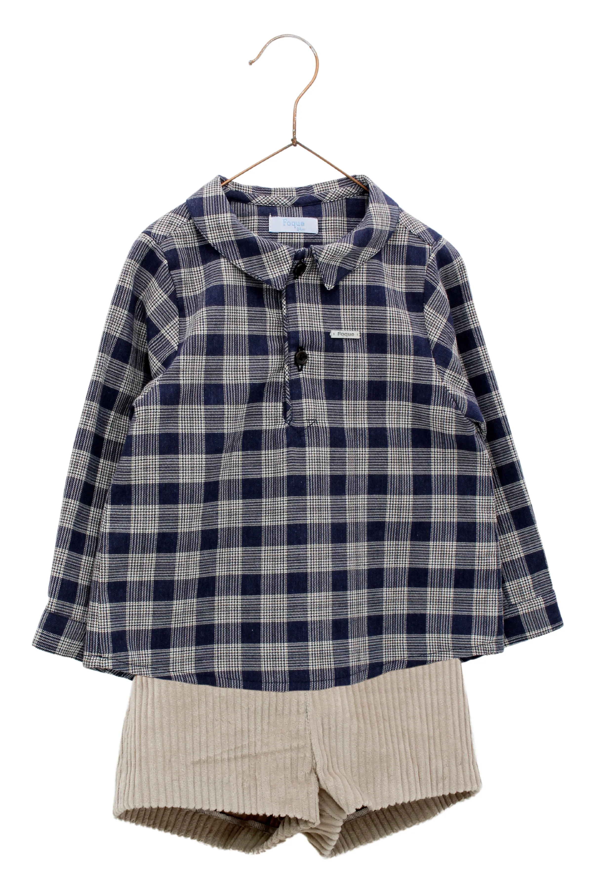 "Wilbur" Navy Tartan Shirt & Cord Shorts