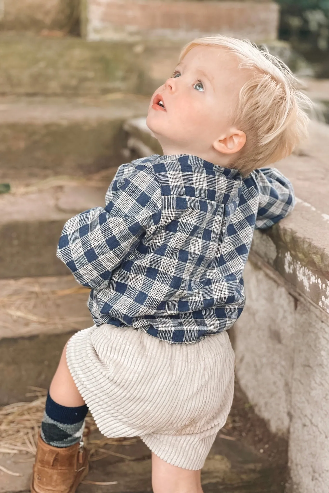 "Wilbur" Navy Tartan Shirt & Cord Shorts
