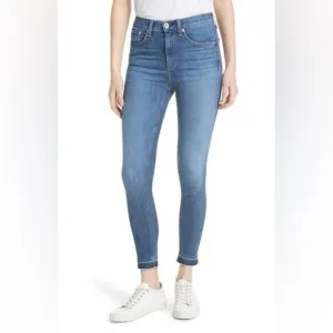 Rag &amp; Bone High Rise Ankle Skinny Released Hem Size 26 Jeans in Clean Lilly Dale