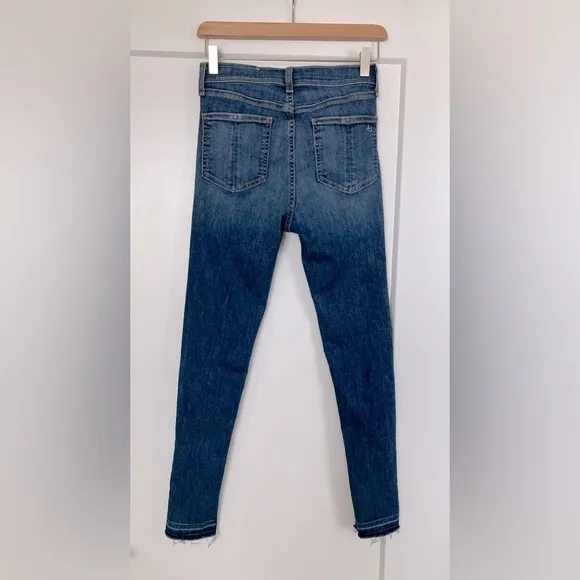 Rag &amp; Bone High Rise Ankle Skinny Released Hem Size 26 Jeans in Clean Lilly Dale