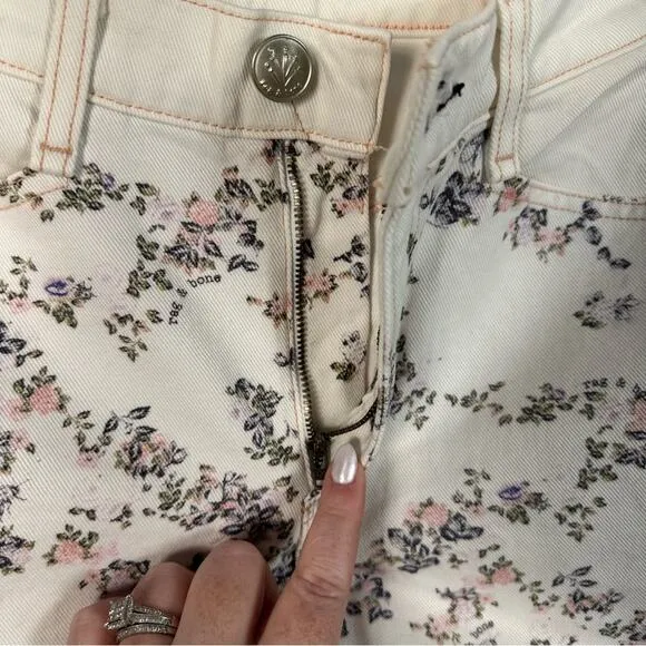 Rag &amp; Bone NWT Women’s Ellie Floral Print High Rise Denim Jean Short Size 26