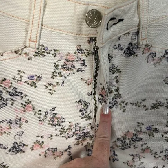 Rag &amp; Bone NWT Women’s Ellie Floral Print High Rise Denim Jean Short Size 26