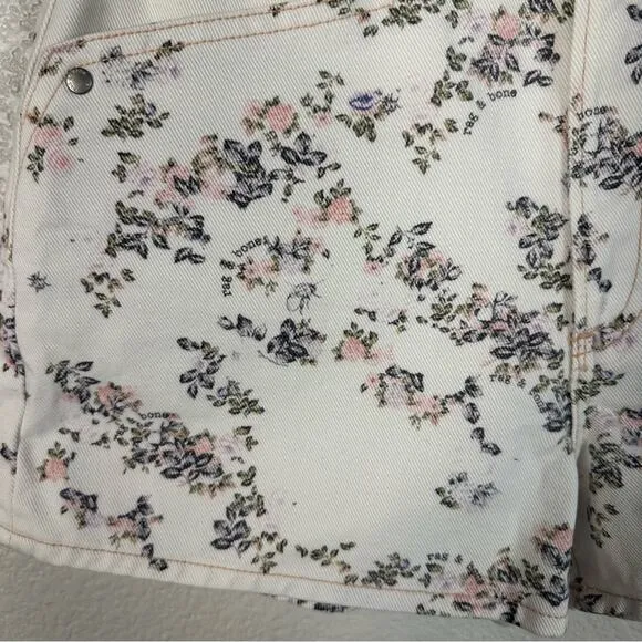 Rag &amp; Bone NWT Women’s Ellie Floral Print High Rise Denim Jean Short Size 26
