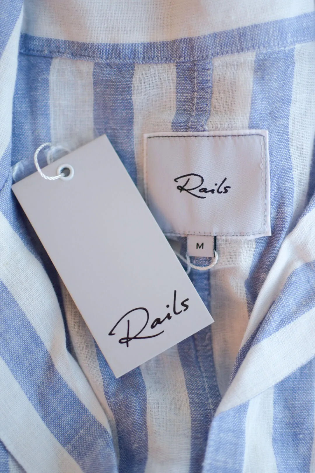 Rails Cropped Striped Short Sleeve Button Down