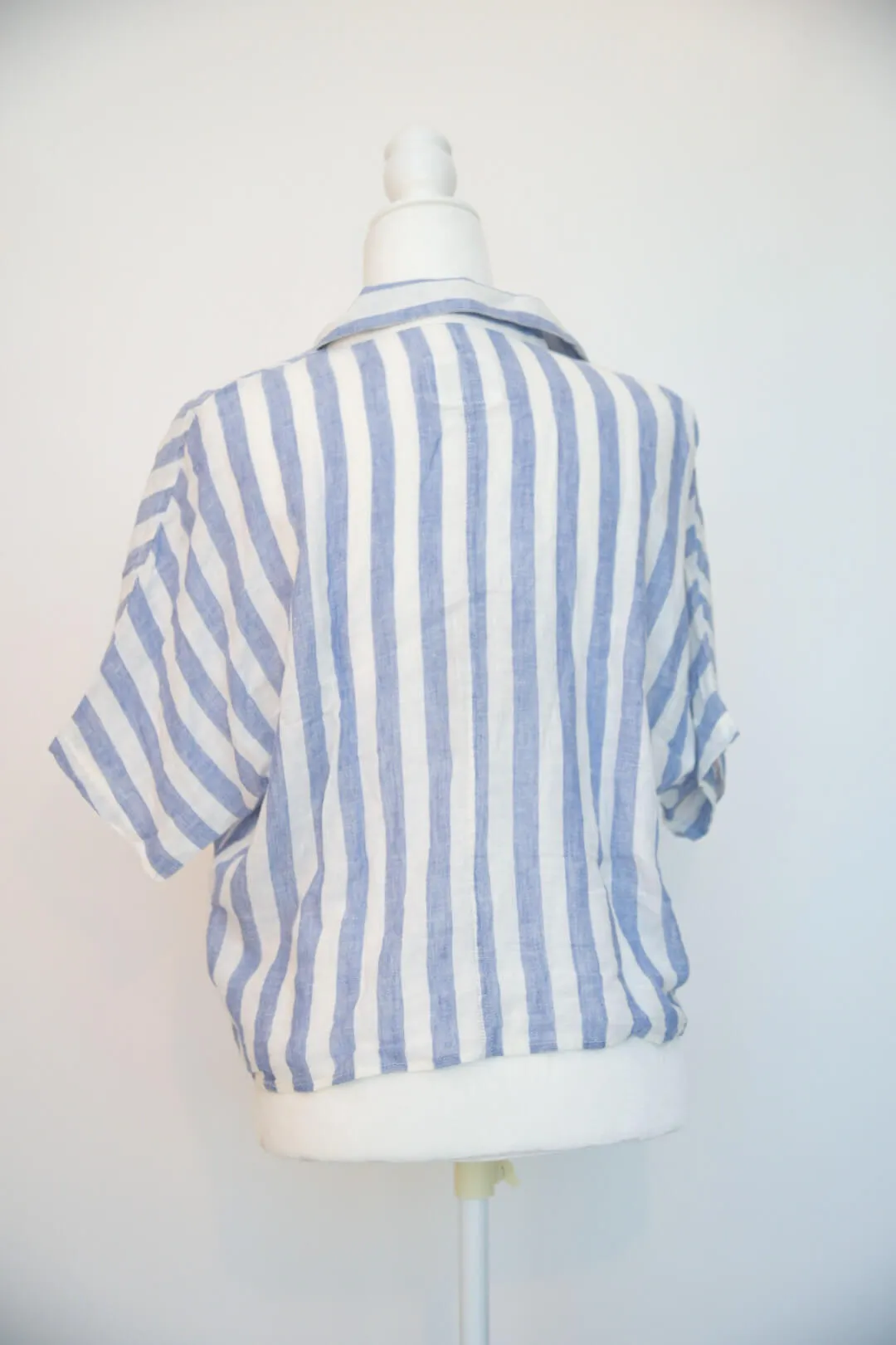 Rails Cropped Striped Short Sleeve Button Down