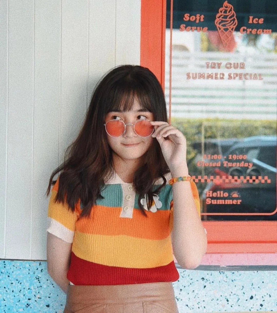 Rainbow T-shirt   orange skirt KF90523