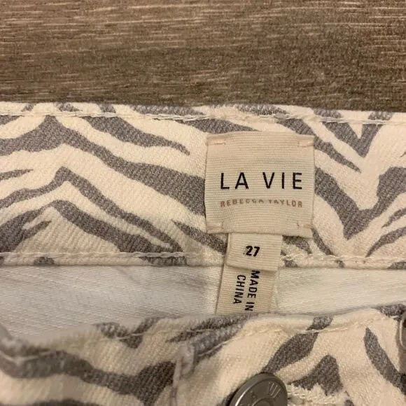 Rebecca Taylor La Vie Women’s Straight Leg Animal Print Jeans Size 27 NWOT