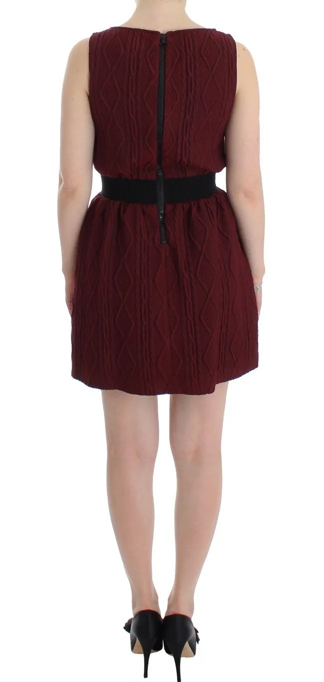 Red Wool Sleeveless Shift Sheath Dress