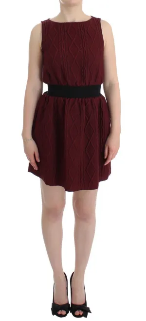 Red Wool Sleeveless Shift Sheath Dress