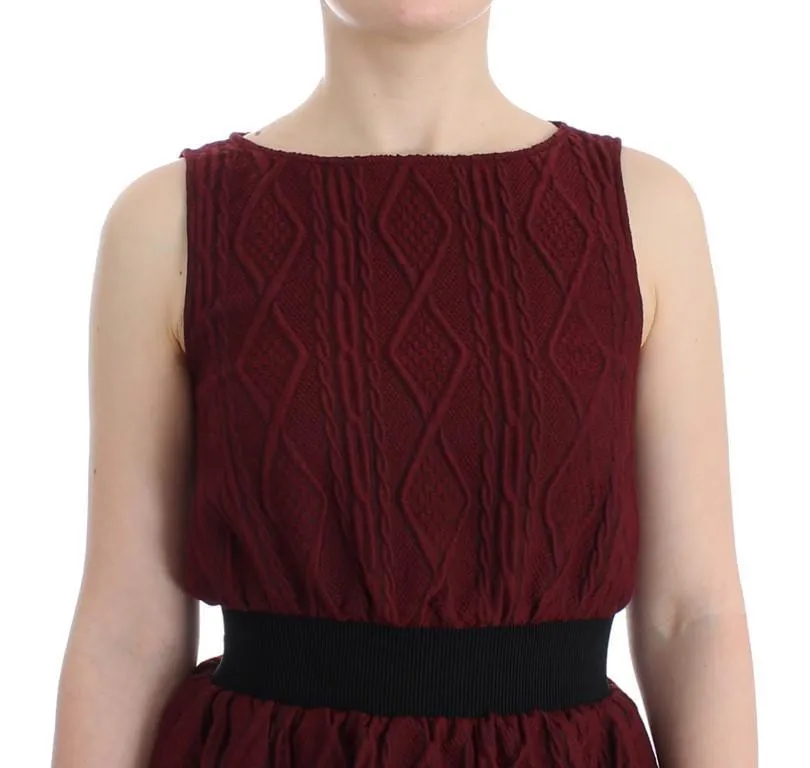 Red Wool Sleeveless Shift Sheath Dress