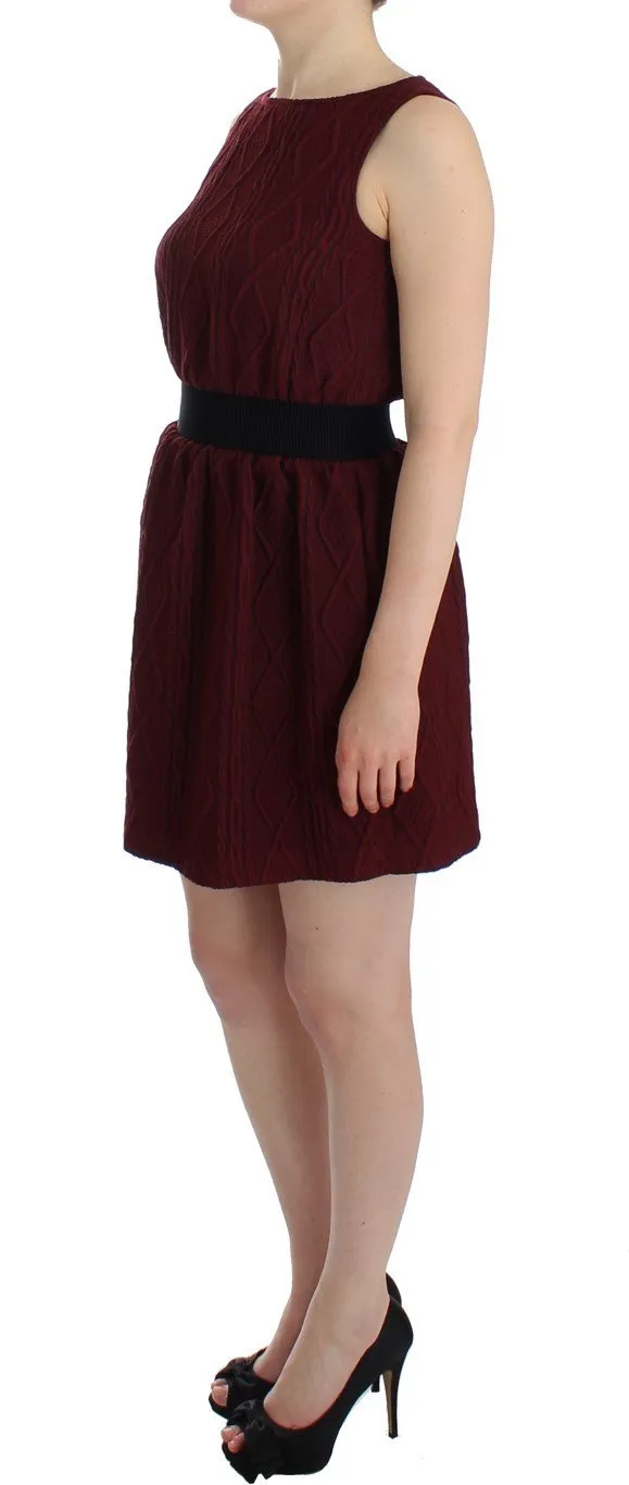 Red Wool Sleeveless Shift Sheath Dress
