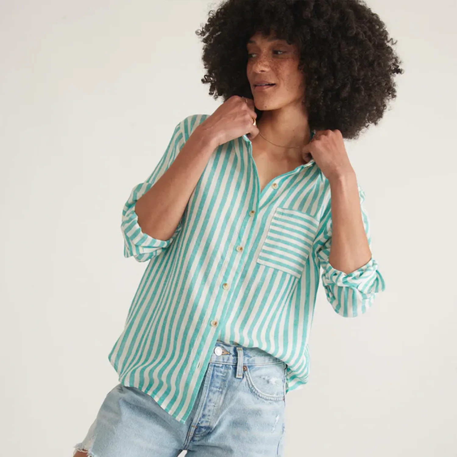 Relaxed Button Down Striped Shirt