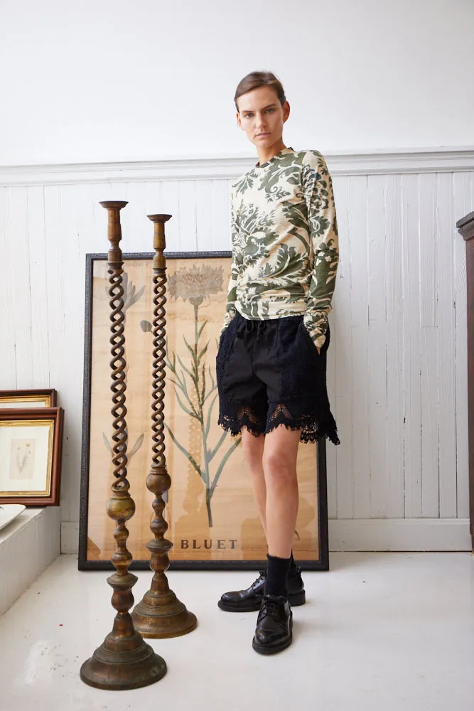 reverse fortuny printed long sleeve jersey top