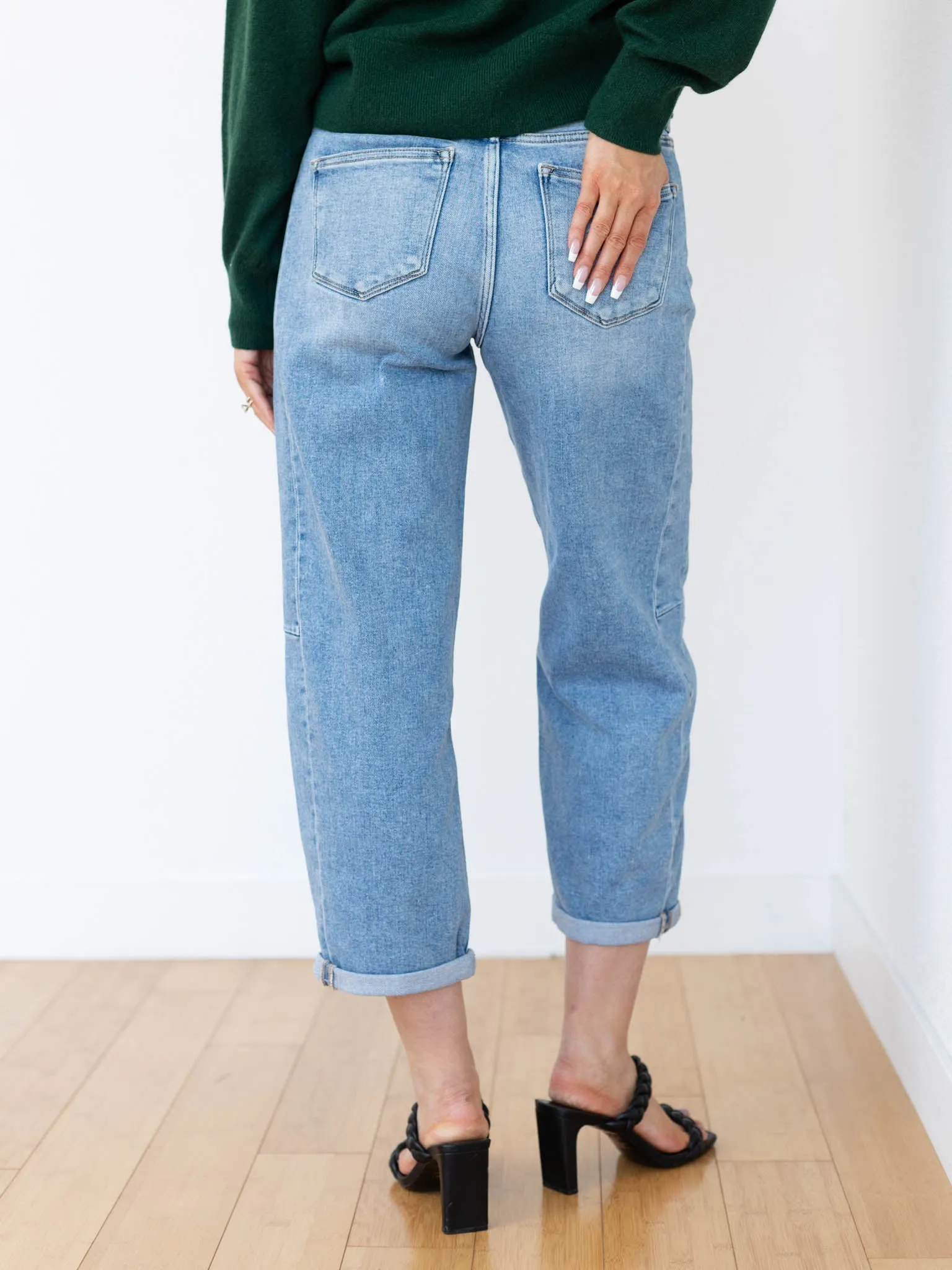 RISEN Medium High Rise Barrel Jean