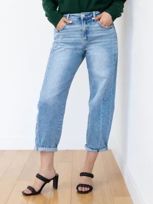 RISEN Medium High Rise Barrel Jean