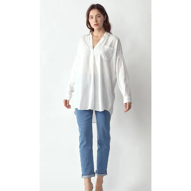 Risen Over-sized White Linen Shirt