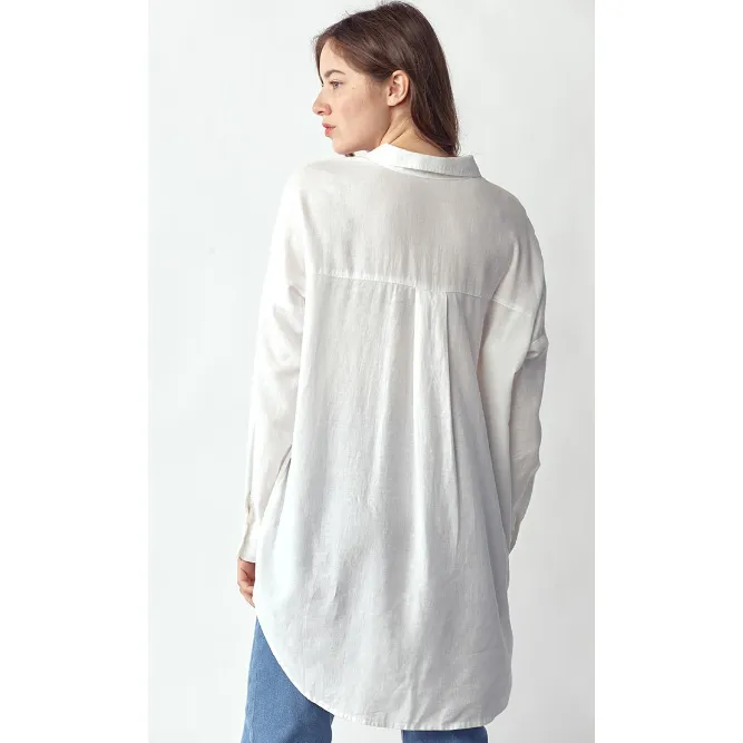 Risen Over-sized White Linen Shirt