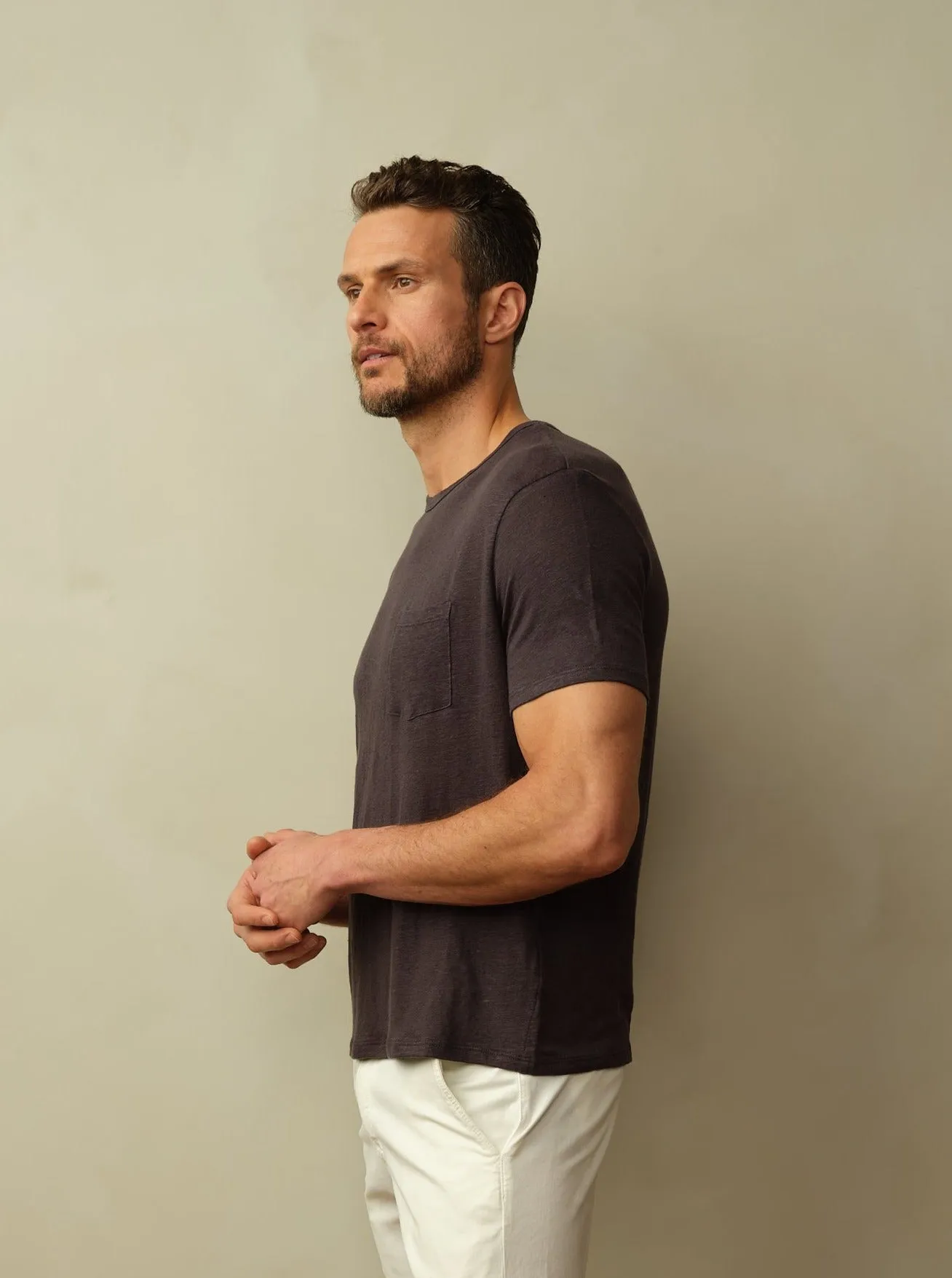Road to Nowhere - Mens Jackson Linen Pocket Tee - Navy
