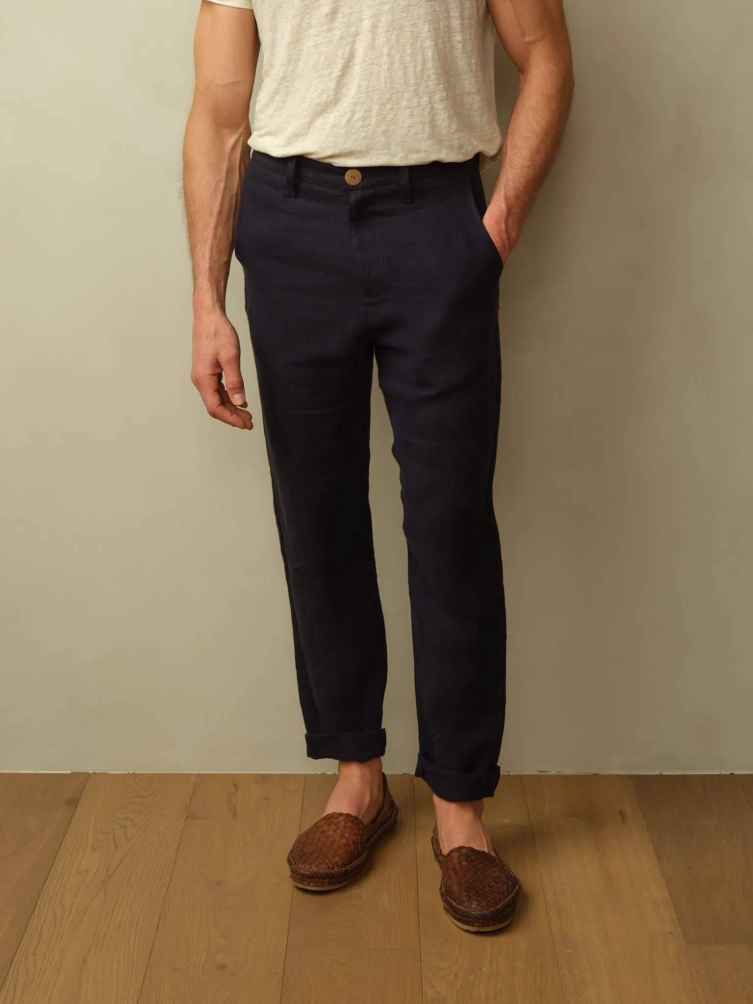 Road to Nowhere - Mens Tonga Linen Trouser - Navy