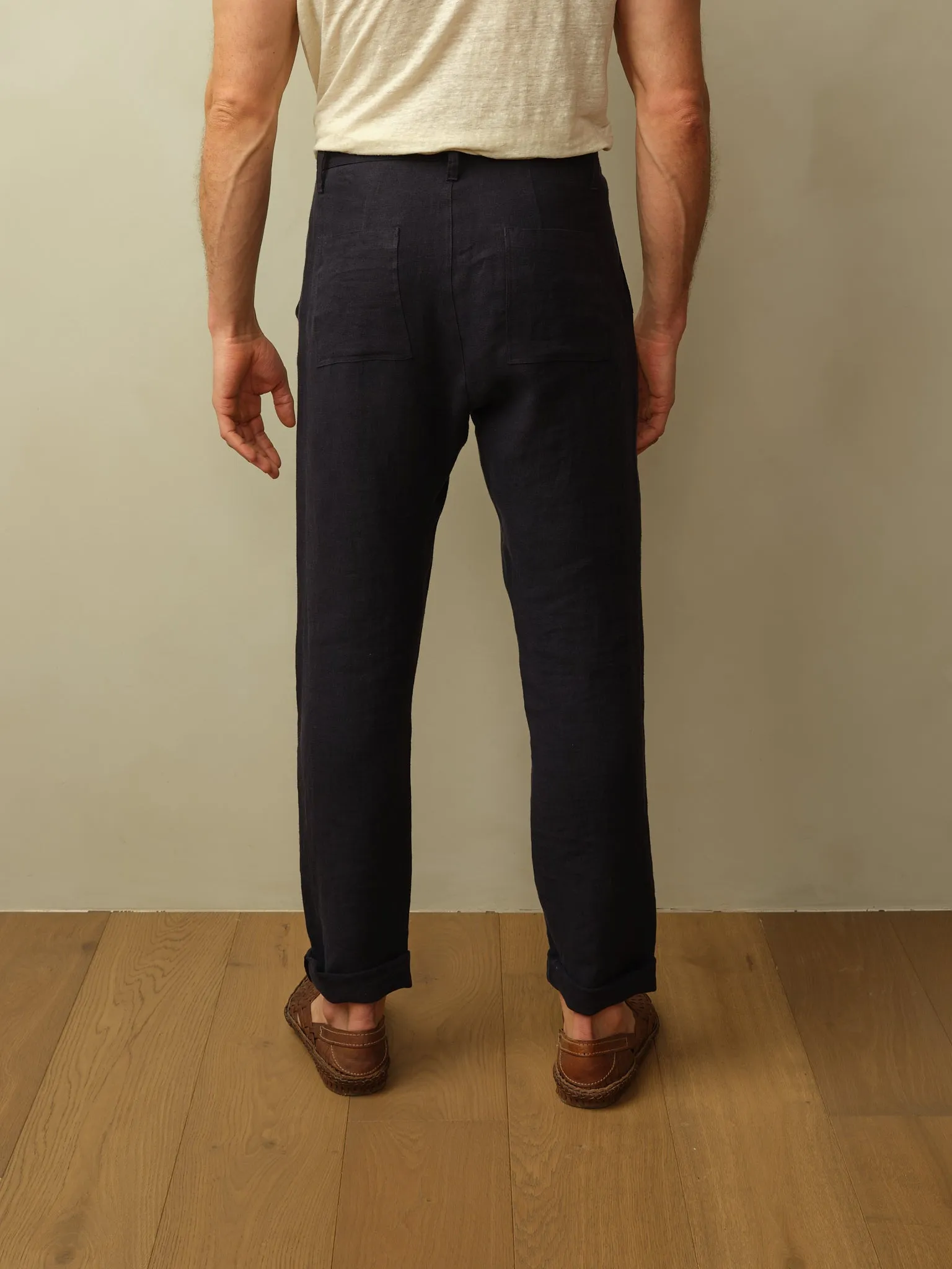 Road to Nowhere - Mens Tonga Linen Trouser - Navy