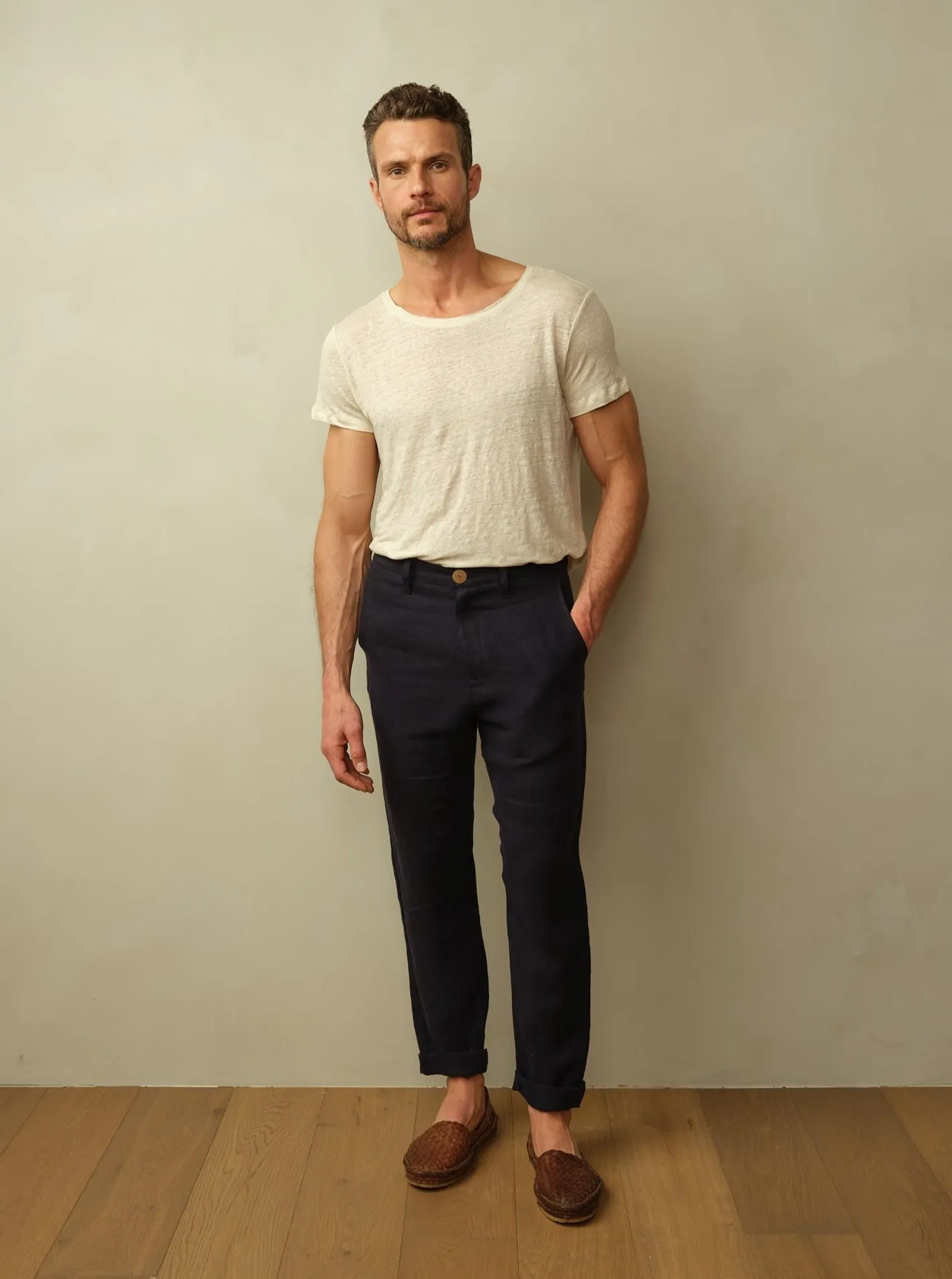 Road to Nowhere - Mens Tonga Linen Trouser - Navy
