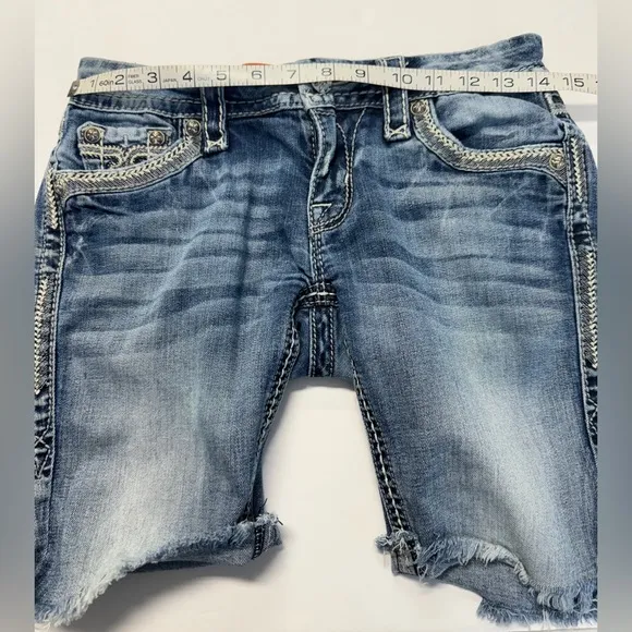 Rock Revival Ashley Skinny Denim Raw Hem Shorts Size 27