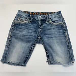 Rock Revival Ashley Skinny Denim Raw Hem Shorts Size 27