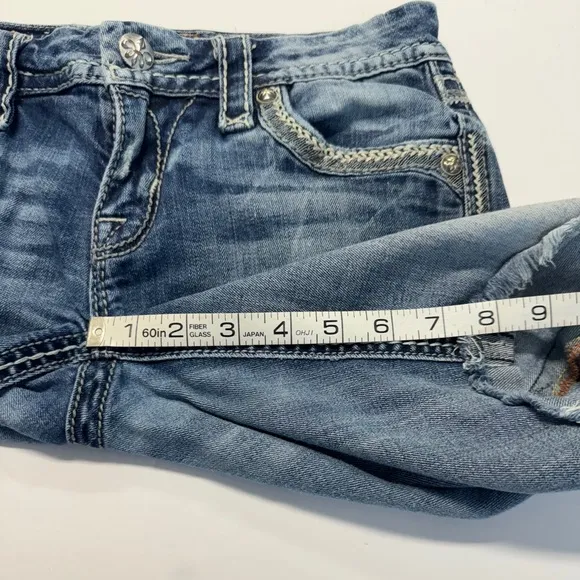 Rock Revival Ashley Skinny Denim Raw Hem Shorts Size 27