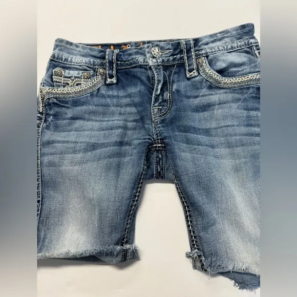 Rock Revival Ashley Skinny Denim Raw Hem Shorts Size 27