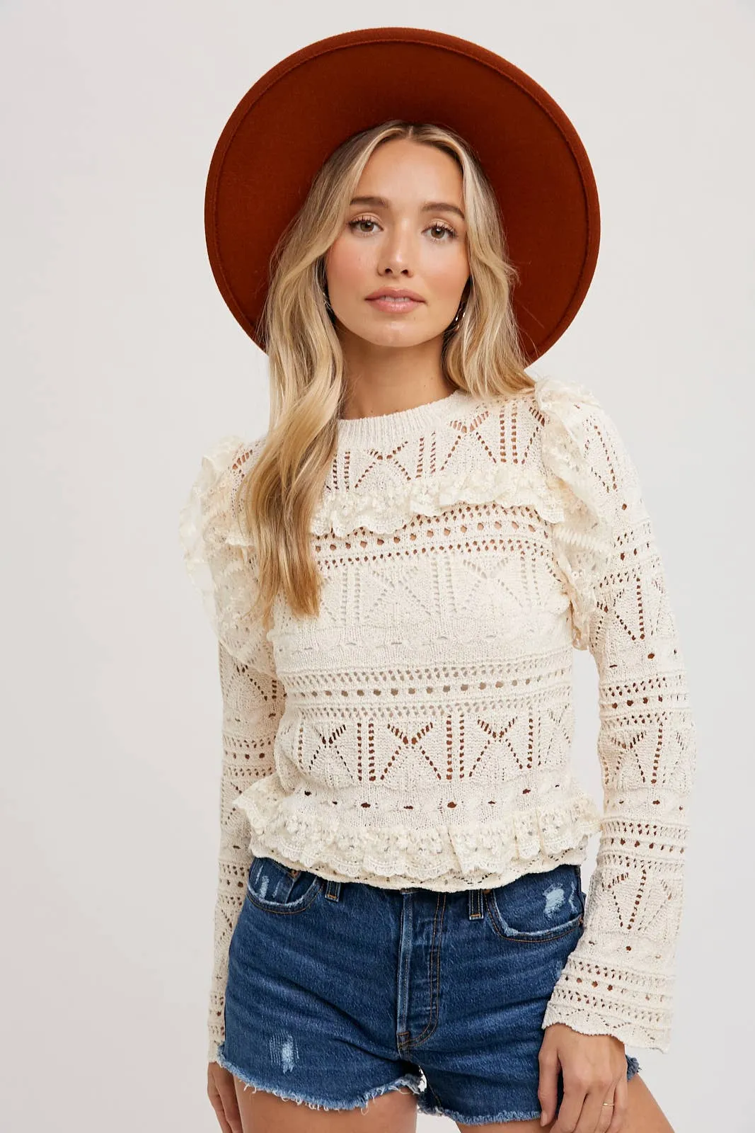 Rosalind Ruffle Lace Knit Top