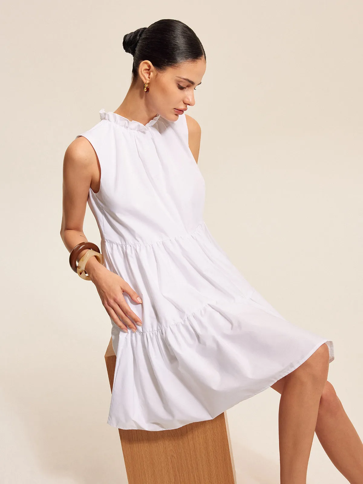 Ruffled Tie Back Tiered Dress
