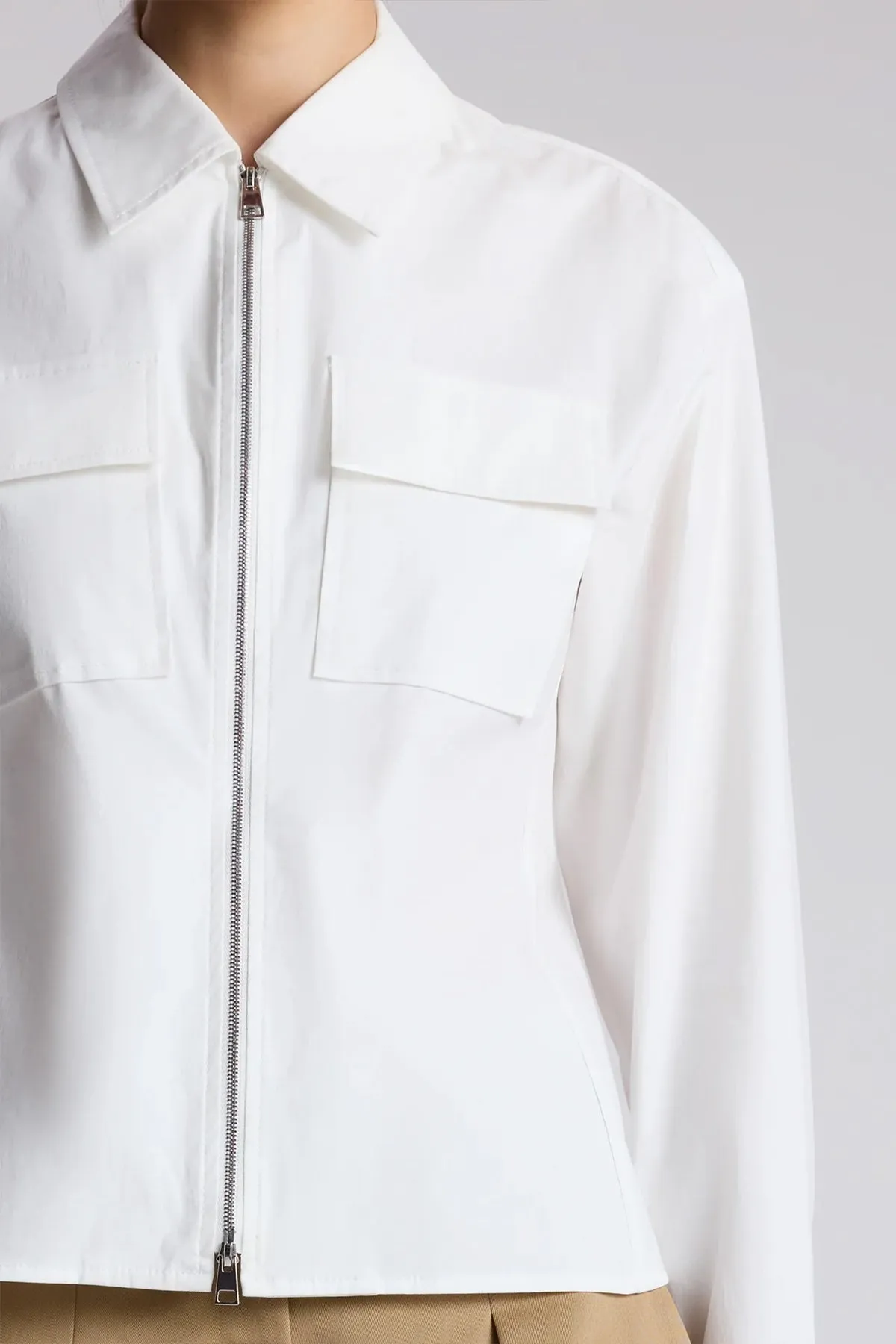 Sage Cotton Zip Top in White