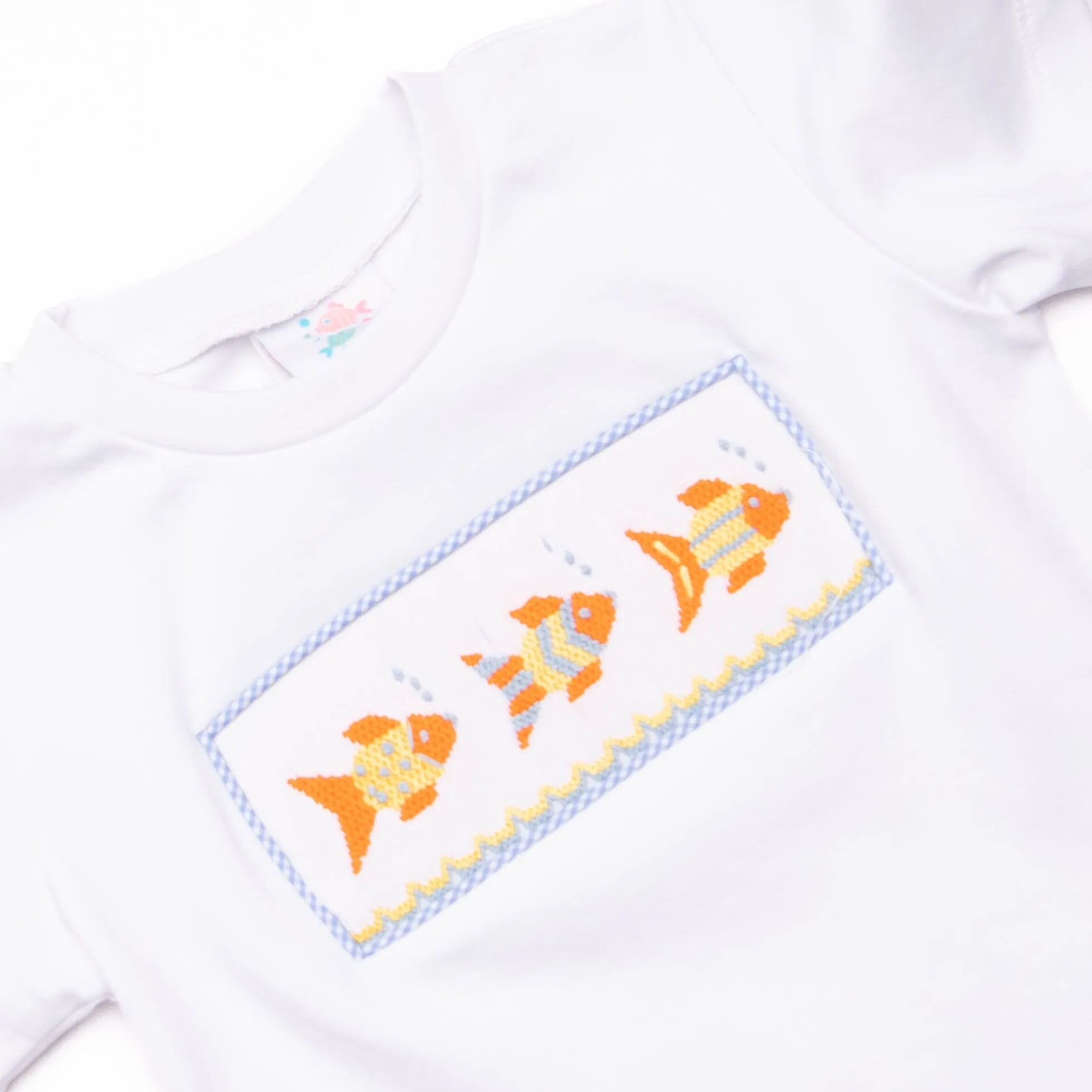 School of Fish Smocked Short Set, Blue