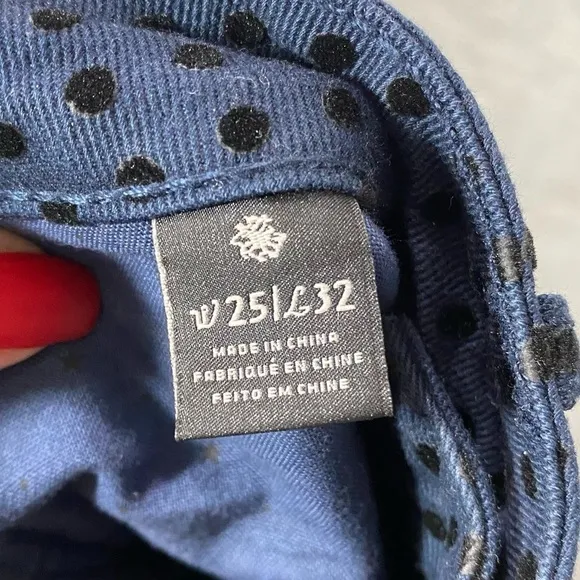 Scotch &amp; Soda La bohemienne mid rise skinny navy polka dot jeans size 25