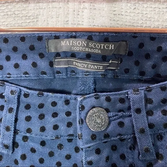 Scotch &amp; Soda La bohemienne mid rise skinny navy polka dot jeans size 25