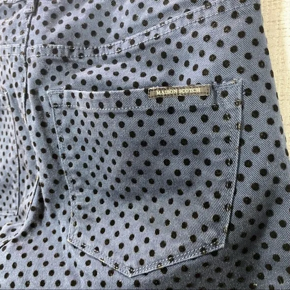Scotch &amp; Soda La bohemienne mid rise skinny navy polka dot jeans size 25