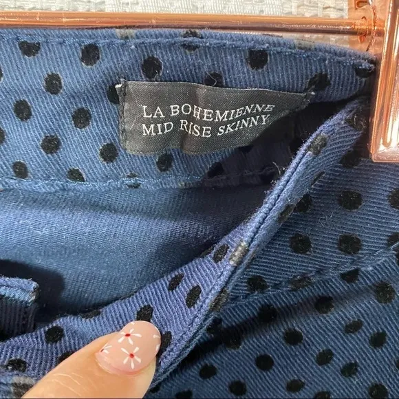 Scotch &amp; Soda La bohemienne mid rise skinny navy polka dot jeans size 25