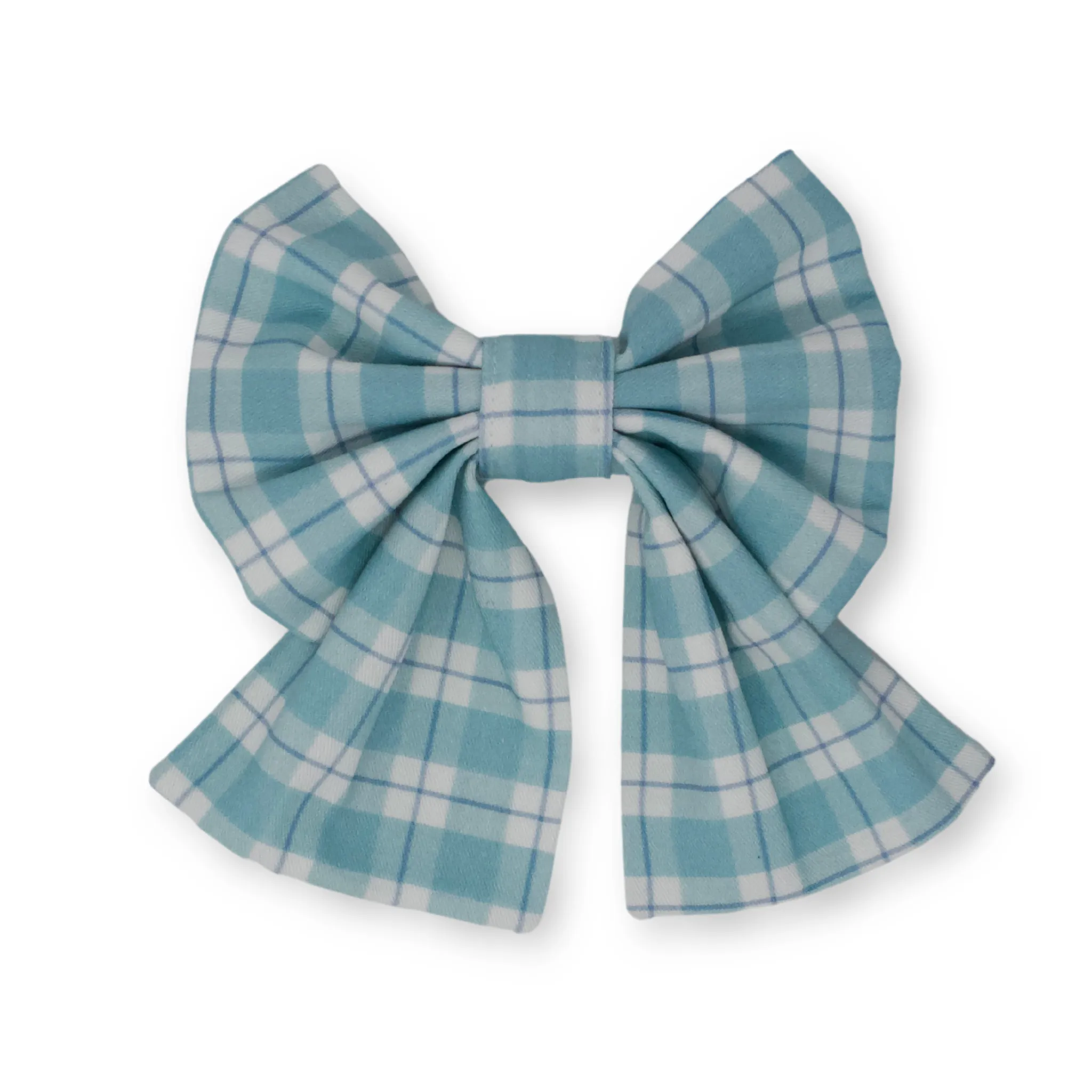 Seaside Plaid Classic Dog Collar   Sailor Bow