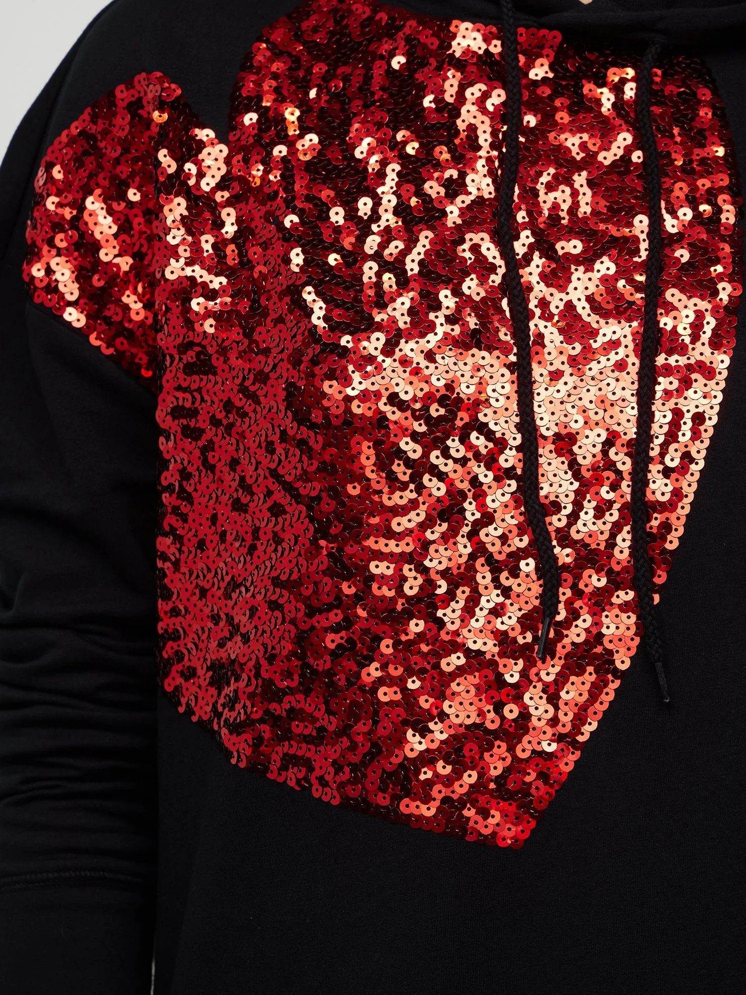 Sequin-Heart Sweatshirt Shift Dress
