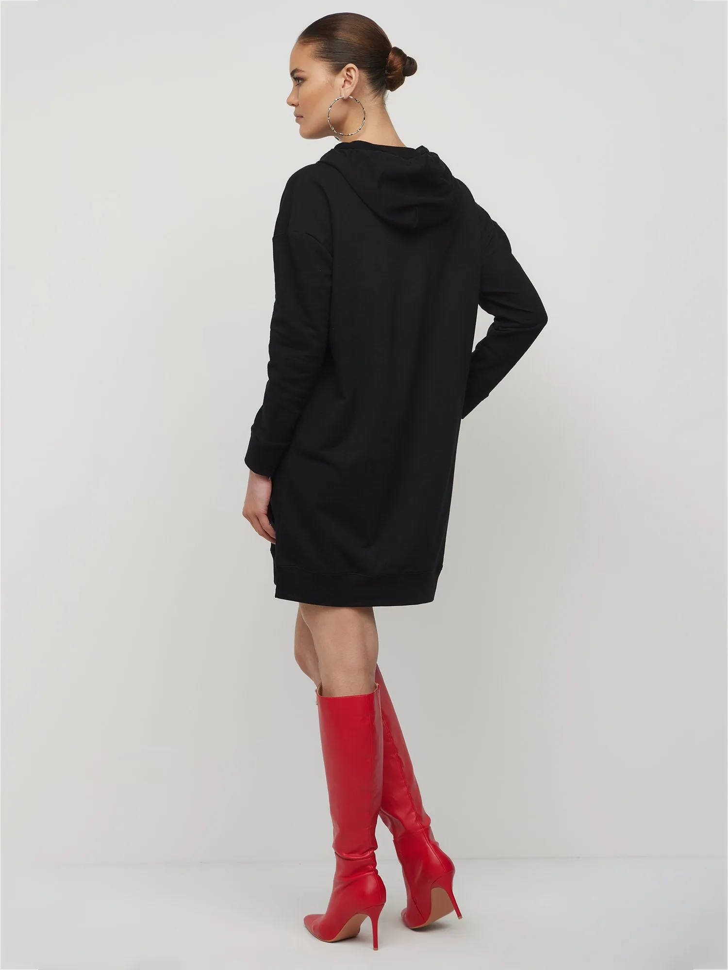 Sequin-Heart Sweatshirt Shift Dress